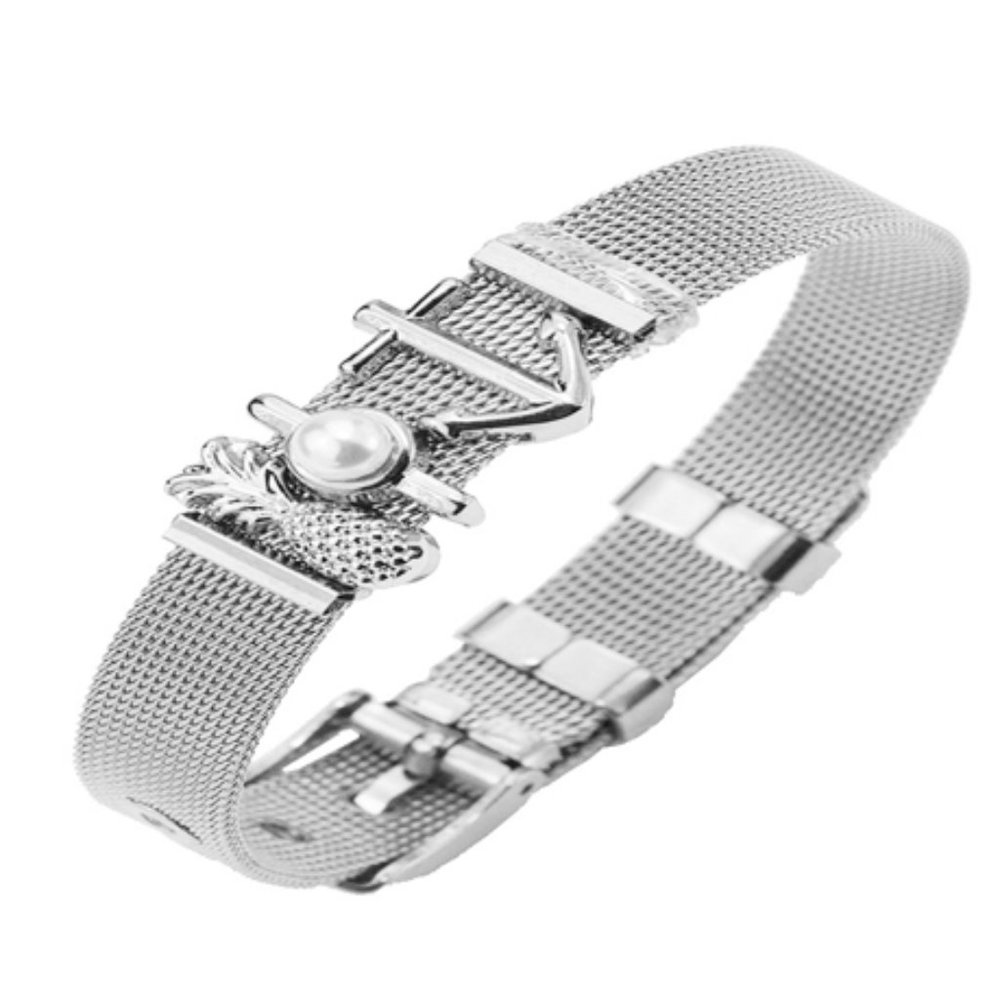 White Steel Bracelet with Charms